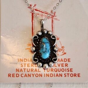 Vintage Native American Turquoise and Sterling Silver Necklace